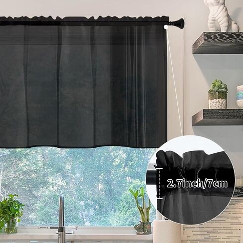Sheer Burgundy Curtains 36 inches Long, 2 Panels Solid Voile Sheer Curtain, Rod Pocket Window Treatment Panels for Bedroom Living Room in Saudi Arabia