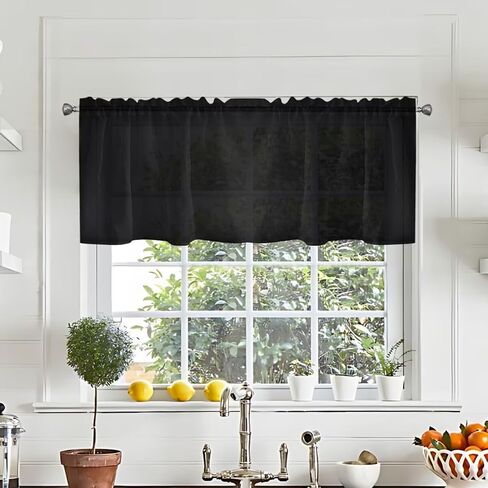 Sheer Burgundy Curtains 36 inches Long, 2 Panels Solid Voile Sheer Curtain, Rod Pocket Window Treatment Panels for Bedroom Living Room in Saudi Arabia