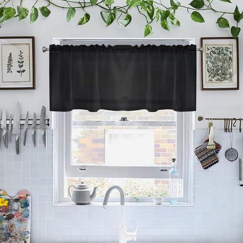 Sheer Burgundy Curtains 36 inches Long, 2 Panels Solid Voile Sheer Curtain, Rod Pocket Window Treatment Panels for Bedroom Living Room in Saudi Arabia