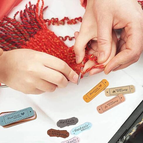50Pcs Wholesale Handmade Letter Tags Clothing Labels Rectangle Hand Made PU Tags DIY Sewing Bags Hat Scarf Gift Decor in Saudi Arabia