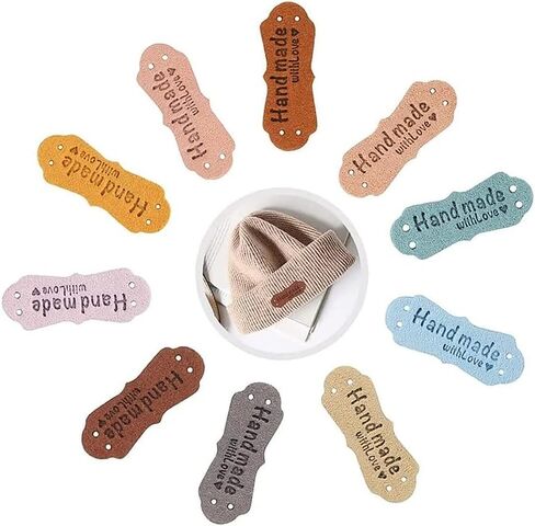 50Pcs Wholesale Handmade Letter Tags Clothing Labels Rectangle Hand Made PU Tags DIY Sewing Bags Hat Scarf Gift Decor in Saudi Arabia