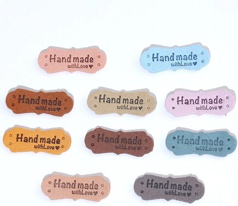 50Pcs Wholesale Handmade Letter Tags Clothing Labels Rectangle Hand Made PU Tags DIY Sewing Bags Hat Scarf Gift Decor in Saudi Arabia