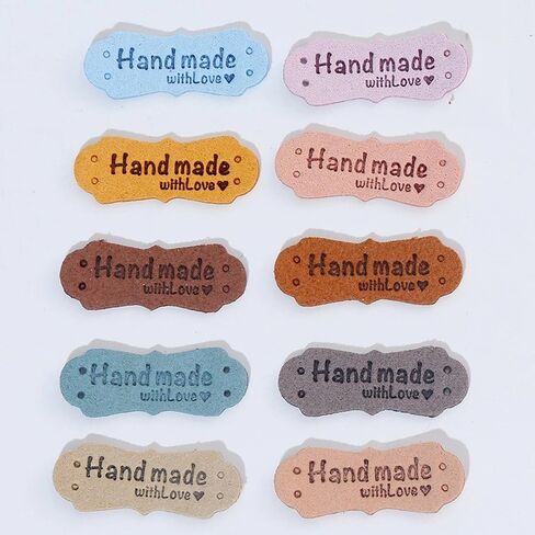50Pcs Wholesale Handmade Letter Tags Clothing Labels Rectangle Hand Made PU Tags DIY Sewing Bags Hat Scarf Gift Decor in Saudi Arabia