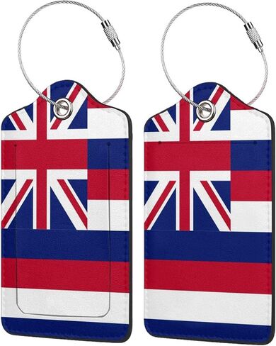 Philippine Flag and American Flag 2-Pack Leather Luggage Tag Set, Travel Luggage Tags with Privacy Id Label, Stainless Steel Ring and Address Card for Men and Women Travel in Kuwait
