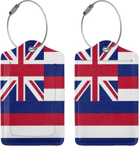 Philippine Flag and American Flag 2-Pack Leather Luggage Tag Set, Travel Luggage Tags with Privacy Id Label, Stainless Steel Ring and Address Card for Men and Women Travel in Kuwait