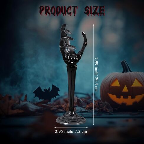 LemonRoad 2 Pcs Halloween Skull Candle Holders Halloween Table Centerpieces Fireplace Decorations Skeleton Gothic Decor Horror Skeleton Skull Candlestick Holders for Home Office Bar Party Supplies in Saudi Arabia