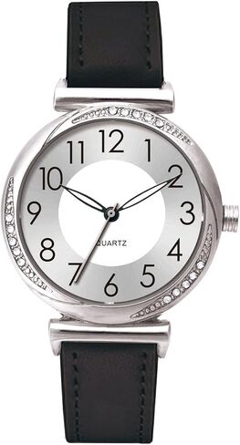 NUOVO Women's Watch Ladies Quartz Watch with Crystal Accents Purple Leather Band Silver Dial in Saudi Arabia