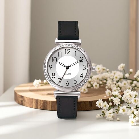 NUOVO Women's Watch Ladies Quartz Watch with Crystal Accents Purple Leather Band Silver Dial in Saudi Arabia