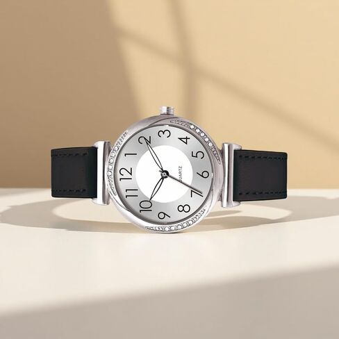 NUOVO Women's Watch Ladies Quartz Watch with Crystal Accents Purple Leather Band Silver Dial in Saudi Arabia