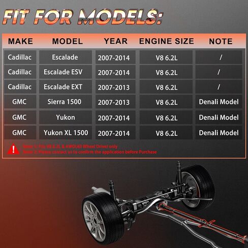 Front Drive Shaft Fit for GMC Sierra 1500 2007-2013, Fit for Yukon, Yukon XL 1500 & Cadillac Escalade ESV, Escalade EXT 2007-2014, AWD, Replace# 22845693 in Saudi Arabia