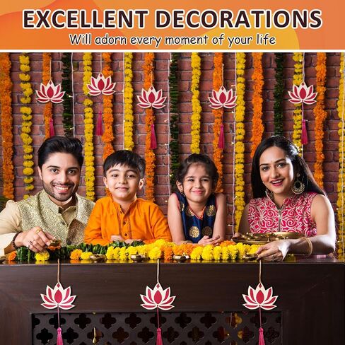 Chunful 10 Sets Lotus Hangings for Diwali Indian Decoration for Home Floral Wall Hangings for Temple Decor Pooja Room Decoration Back Dropper Showpiece for Shivratri Navratri Indian Wedding in Saudi Arabia