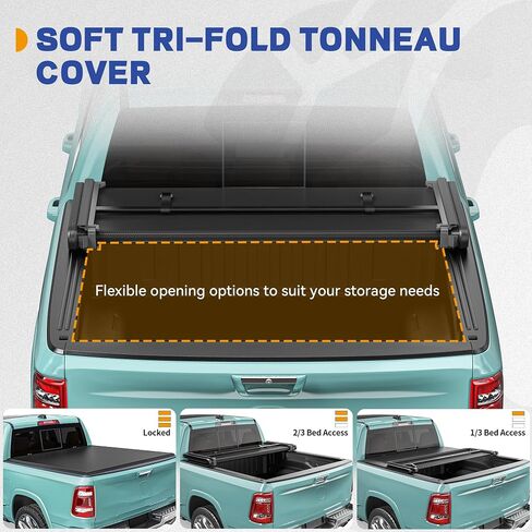 Soft Tri-Fold Truck Bed Tonneau Cover Fit for Toyota Tundra 2022 2023 2024 2025 with Deck Rail System (Excl. Trail Edition) 5.5 ft Bed in Saudi Arabia