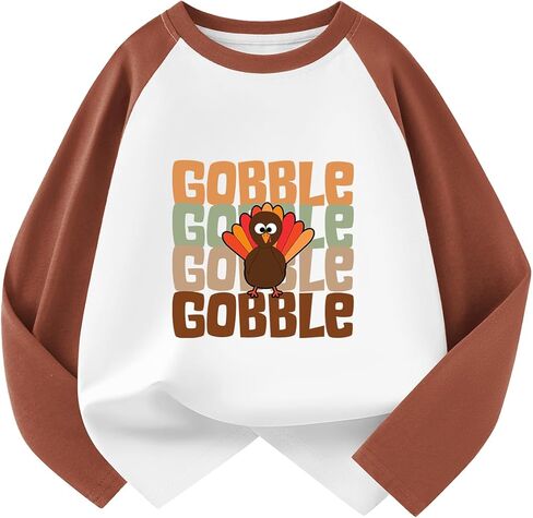 قمصان مضحكة لعيد الشكر للأطفال الصغار والأولاد والبنات تي شيرت برسومات اليقطين التركي ملابس علوية من عمر 2-8 سنوات in Kuwait