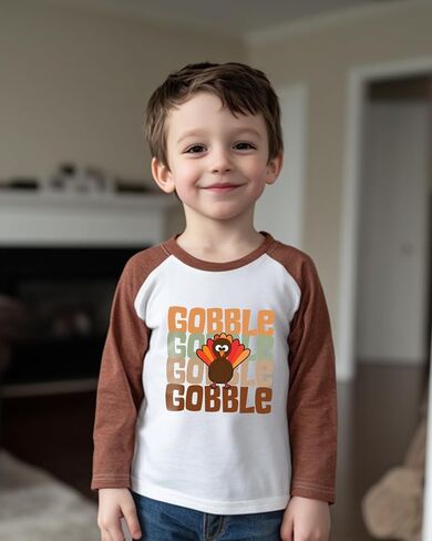 قمصان مضحكة لعيد الشكر للأطفال الصغار والأولاد والبنات تي شيرت برسومات اليقطين التركي ملابس علوية من عمر 2-8 سنوات in Kuwait