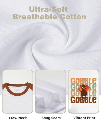 قمصان مضحكة لعيد الشكر للأطفال الصغار والأولاد والبنات تي شيرت برسومات اليقطين التركي ملابس علوية من عمر 2-8 سنوات in Kuwait