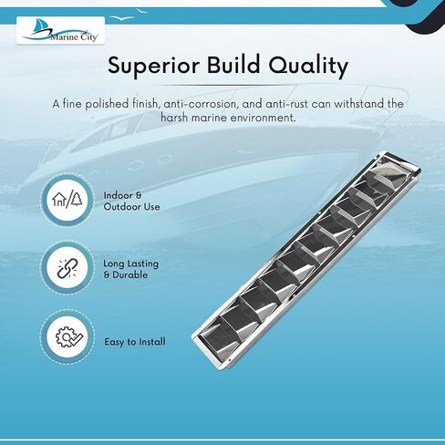 MARINE CITY مصقول من الفولاذ المقاوم للصدأ 5 فتحات تهوية 12-7/8 × 4-3/8 × 1-1/2 بوصة للقوارب - مشاة البحرية - السفن - اليخوت (عبوة من قطعتين) in Saudi Arabia