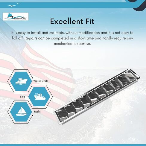 MARINE CITY مصقول من الفولاذ المقاوم للصدأ 5 فتحات تهوية 12-7/8 × 4-3/8 × 1-1/2 بوصة للقوارب - مشاة البحرية - السفن - اليخوت (عبوة من قطعتين) in Saudi Arabia