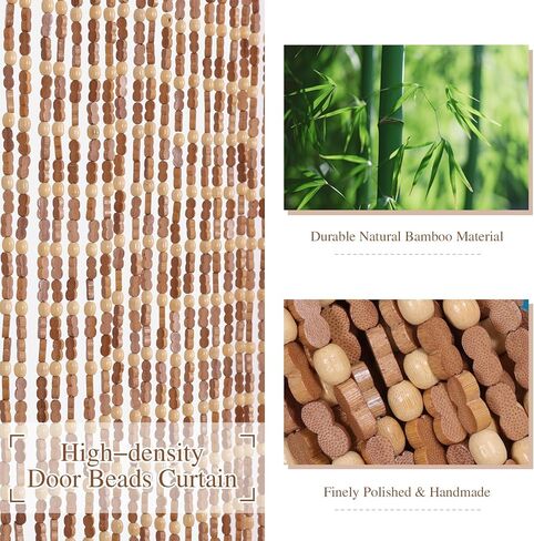 ستارة باب مطرزة يدويًا للمدخل بوهو معلقة ستارة خرز للباب لخزانة المدخل وغرفة النوم وغرفة المعيشة ومقسم غرفة الهبي الجمالية، 35.5 × 75 بوصة بني in Kuwait