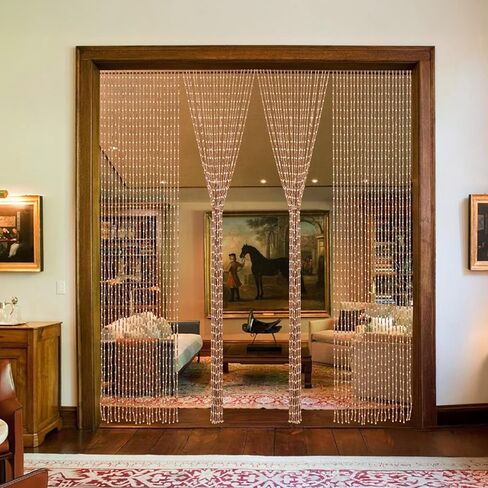 ستارة باب مطرزة يدويًا للمدخل بوهو معلقة ستارة خرز للباب لخزانة المدخل وغرفة النوم وغرفة المعيشة ومقسم غرفة الهبي الجمالية، 35.5 × 75 بوصة بني in Kuwait