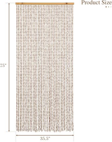 ستارة باب مطرزة يدويًا للمدخل بوهو معلقة ستارة خرز للباب لخزانة المدخل وغرفة النوم وغرفة المعيشة ومقسم غرفة الهبي الجمالية، 35.5 × 75 بوصة بني in Kuwait