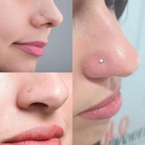 Nose Rings Studs for Women Men: Hypoallergenic Gold Silver 316L Surgical Stainless Steel Septum L Shape/Corkscrew Nose Studs Body Piercing Jewelry Tragus Conch 20G 18G in Saudi Arabia