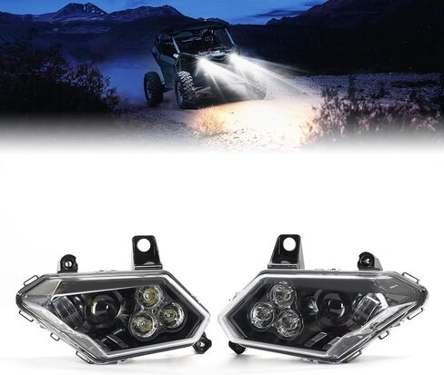KEMIMOTO X3 LED المصابيح الأمامية لتجميع المصابيح الأمامية، مصباح الرأس الأيمن الأيسر عالي/منخفض الشعاع متوافق مع Can Am Maverick X3 Max XDS XRS R Turbo DPS 2017-2025، استبدل 710004658 710004659 in Kuwait