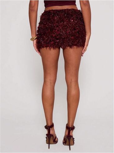 تنورة قصيرة نسائية من SweatyRocks مصنوعة من الترتر من الفرو الصناعي Y2k للحفلات والنوادي والخروج تنورة صيفية in Kuwait