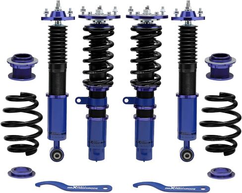 maxpeedingrods Coilovers لسيارات BMW E46 1998-2006 316i 318d 320i، 323i 325i 328i 330i، طقم تعليق كويلوفيرز قابل للتعديل للارتفاع، دعامات ممتصة للصدمات محددة مسبقًا، طقم خفض أزرق in Saudi Arabia