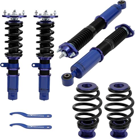 maxpeedingrods Coilovers لسيارات BMW E46 1998-2006 316i 318d 320i، 323i 325i 328i 330i، طقم تعليق كويلوفيرز قابل للتعديل للارتفاع، دعامات ممتصة للصدمات محددة مسبقًا، طقم خفض أزرق in Saudi Arabia