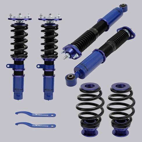 maxpeedingrods Coilovers لسيارات BMW E46 1998-2006 316i 318d 320i، 323i 325i 328i 330i، طقم تعليق كويلوفيرز قابل للتعديل للارتفاع، دعامات ممتصة للصدمات محددة مسبقًا، طقم خفض أزرق in Saudi Arabia
