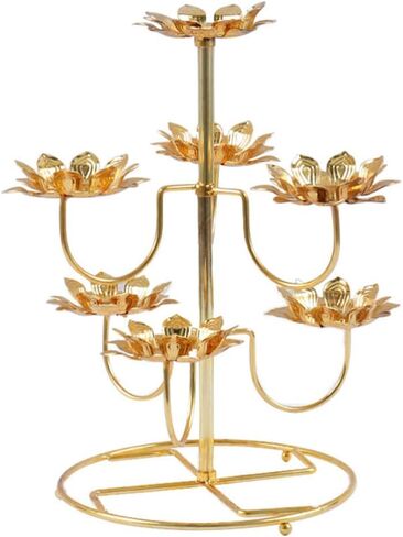 لوتس Tealight شمعة حامل: الشمعدانات المعدنية الرجعية حامل شمع حامل الشمعدان البوذي حامل شمع المعبد حامل شموع النمط الصيني ديكور المعبد البوذي in Kuwait
