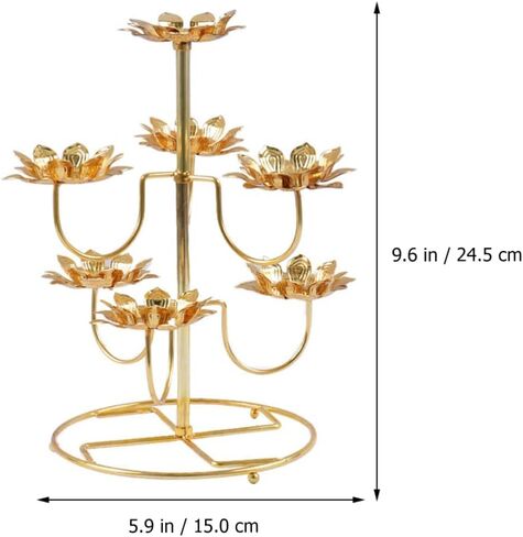 لوتس Tealight شمعة حامل: الشمعدانات المعدنية الرجعية حامل شمع حامل الشمعدان البوذي حامل شمع المعبد حامل شموع النمط الصيني ديكور المعبد البوذي in Kuwait