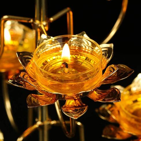 لوتس Tealight شمعة حامل: الشمعدانات المعدنية الرجعية حامل شمع حامل الشمعدان البوذي حامل شمع المعبد حامل شموع النمط الصيني ديكور المعبد البوذي in Kuwait