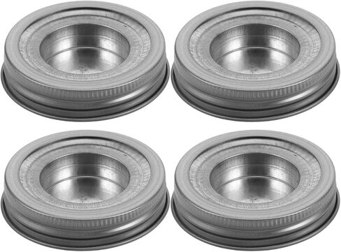 ABOOFAN Set of 4 Mason Jar Tea Light Candle Holder Lid Inserts Stainless Steel Regular Mouth Lids with Inserts for Table Centerpieces Home Decor in Saudi Arabia