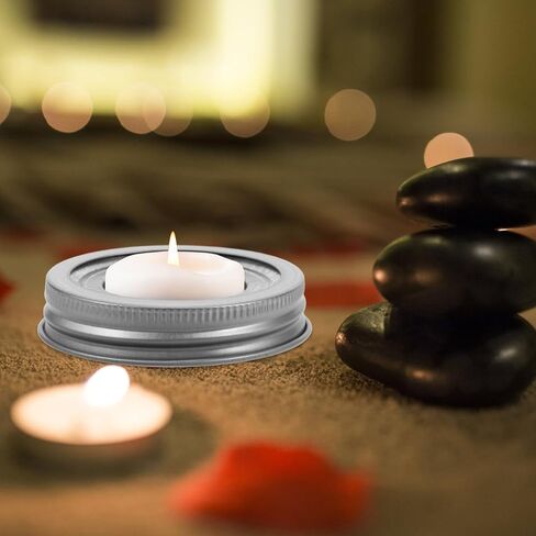 ABOOFAN Set of 4 Mason Jar Tea Light Candle Holder Lid Inserts Stainless Steel Regular Mouth Lids with Inserts for Table Centerpieces Home Decor in Saudi Arabia