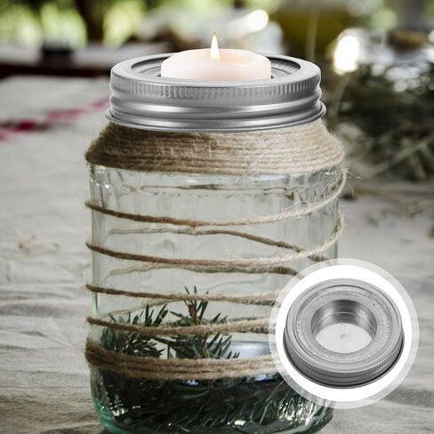 ABOOFAN Set of 4 Mason Jar Tea Light Candle Holder Lid Inserts Stainless Steel Regular Mouth Lids with Inserts for Table Centerpieces Home Decor in Saudi Arabia