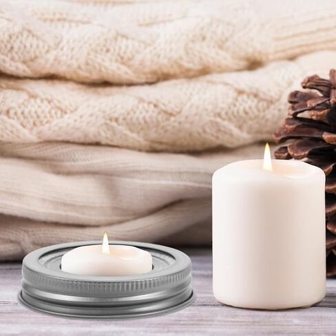 ABOOFAN Set of 4 Mason Jar Tea Light Candle Holder Lid Inserts Stainless Steel Regular Mouth Lids with Inserts for Table Centerpieces Home Decor in Saudi Arabia