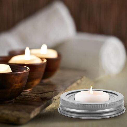 ABOOFAN Set of 4 Mason Jar Tea Light Candle Holder Lid Inserts Stainless Steel Regular Mouth Lids with Inserts for Table Centerpieces Home Decor in Saudi Arabia