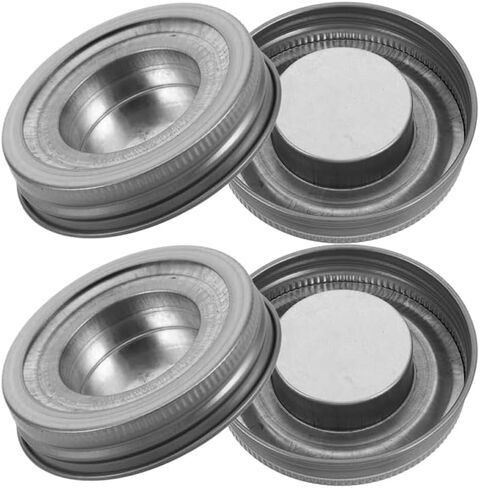 ABOOFAN Set of 4 Mason Jar Tea Light Candle Holder Lid Inserts Stainless Steel Regular Mouth Lids with Inserts for Table Centerpieces Home Decor in Saudi Arabia