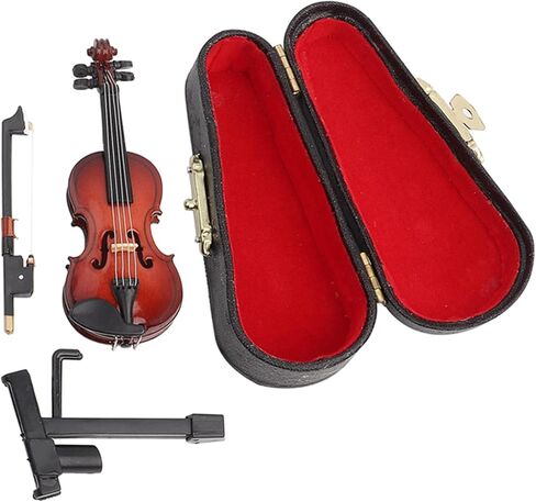 Mini Violin Model, Miniature Violin Model with Stand Case Dollhouse Accessories Mini Musical Instrument Decor Gift in Saudi Arabia