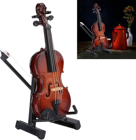 Mini Violin Model, Miniature Violin Model with Stand Case Dollhouse Accessories Mini Musical Instrument Decor Gift in Saudi Arabia