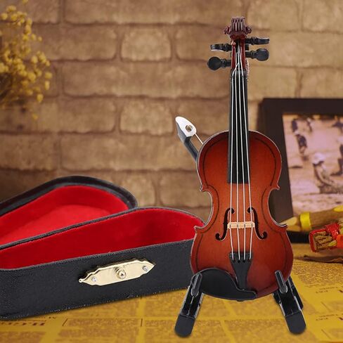 Mini Violin Model, Miniature Violin Model with Stand Case Dollhouse Accessories Mini Musical Instrument Decor Gift in Saudi Arabia