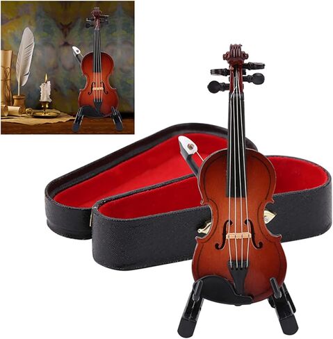 Mini Violin Model, Miniature Violin Model with Stand Case Dollhouse Accessories Mini Musical Instrument Decor Gift in Saudi Arabia