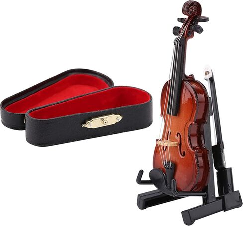 Mini Violin Model, Miniature Violin Model with Stand Case Dollhouse Accessories Mini Musical Instrument Decor Gift in Saudi Arabia