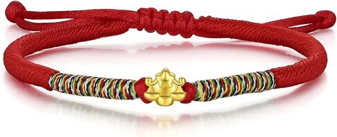 24K Gold Bracelet Zodiac Charm Bracelets Constellation Jewelry Horoscope Sign Red Braided Bracelet Healing Dainty Solid Gold Gifts for Women Men in Saudi Arabia