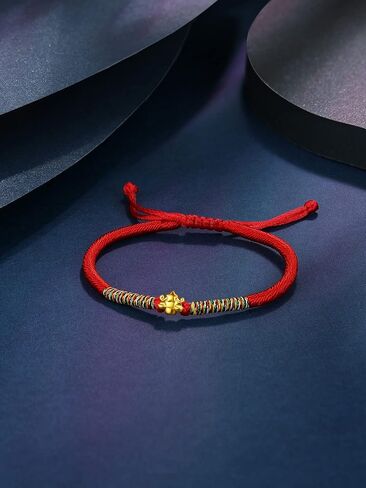 24K Gold Bracelet Zodiac Charm Bracelets Constellation Jewelry Horoscope Sign Red Braided Bracelet Healing Dainty Solid Gold Gifts for Women Men in Saudi Arabia