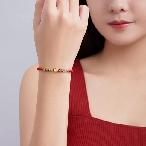 24K Gold Bracelet Zodiac Charm Bracelets Constellation Jewelry Horoscope Sign Red Braided Bracelet Healing Dainty Solid Gold Gifts for Women Men in Saudi Arabia