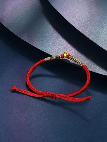 24K Gold Bracelet Zodiac Charm Bracelets Constellation Jewelry Horoscope Sign Red Braided Bracelet Healing Dainty Solid Gold Gifts for Women Men in Saudi Arabia