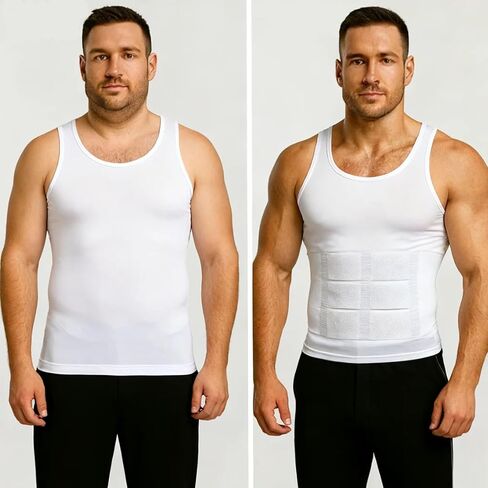 Shaping Tank Men 2.0 Compression Shirt Shapewear Workout Tops Breathable Shaper Vest Abs Abdomen Undershirt in Saudi Arabia
