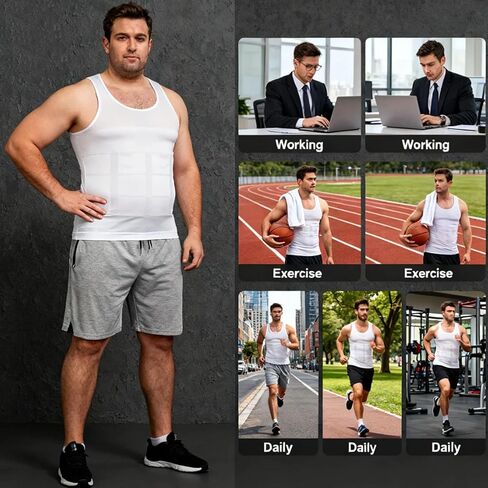 Shaping Tank Men 2.0 Compression Shirt Shapewear Workout Tops Breathable Shaper Vest Abs Abdomen Undershirt in Saudi Arabia